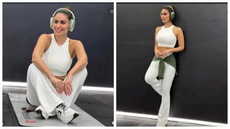 "واكلة الجو".. مي سليم بإطلالة رياضية في أحدث ظهور لها