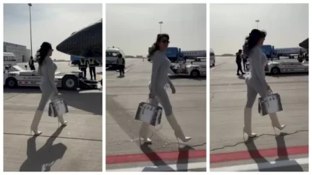 رشاقة وشياكة.. جورجينا تخطف الأنظار مع طائرتها الخاصة- فيديو