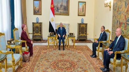 تفاصيل لقاء السيسي بالأمينة التنفيذية لاتفاقية الأمم المتحدة لمكافحة التصحر تفاصيل لقاء السيسي بالأمينة التنفيذية لاتفاقية الأمم المتحدة لمكافحة التصحر