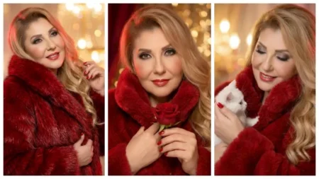 نادية الجندي تحتفل بعيد الحب وتلتقط صورة مع قطة