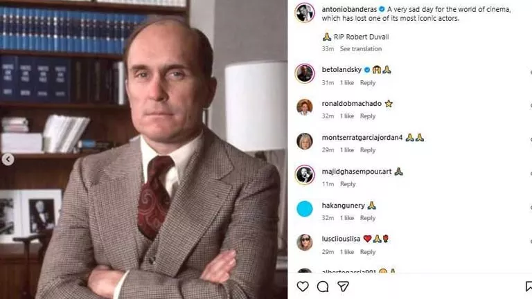 أنطونيو بانديراس ينعى النجم روبرت دوفال بكلمات مؤثرة أنطونيو بانديراس ينعى النجم روبرت دوفال بكلمات مؤثرة