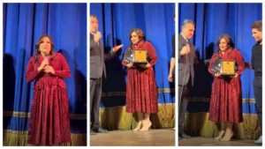 فيديو..بكاء بدرية طلبة أثناء تكريم زوجها مصطفى سالم في مهرجان "عيشها مسرح"