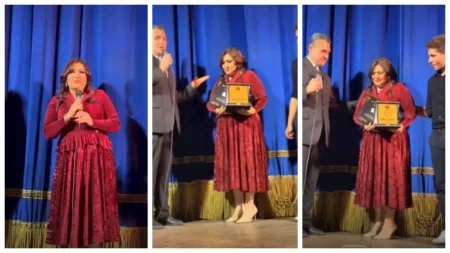 فيديو..بكاء بدرية طلبة أثناء تكريم زوجها مصطفى سالم في مهرجان "عيشها مسرح"