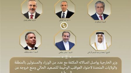 وزير الخارجية يواصل اتصالاته المكثفة مع عدد من الوزراء والمسئولين بالمنطقة وأمريكا