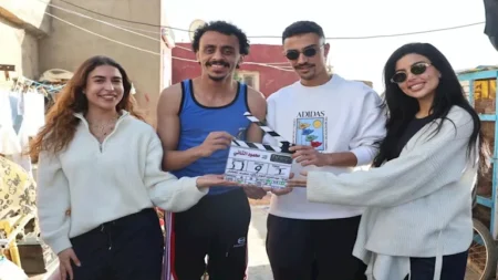 بالصور- أحمد غزي وكزبرة في كواليس فيلم "محمود التاني"