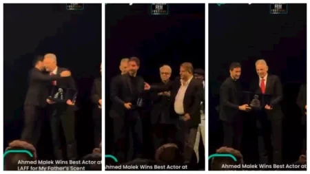أحمد مالك يفوز بجائزة "أفضل ممثل عن"كولونيا" بمهرجان الأقصر للسينما الأفريقية أحمد مالك يفوز بجائزة "أفضل ممثل عن"كولونيا" بمهرجان الأقصر للسينما الأفريقية