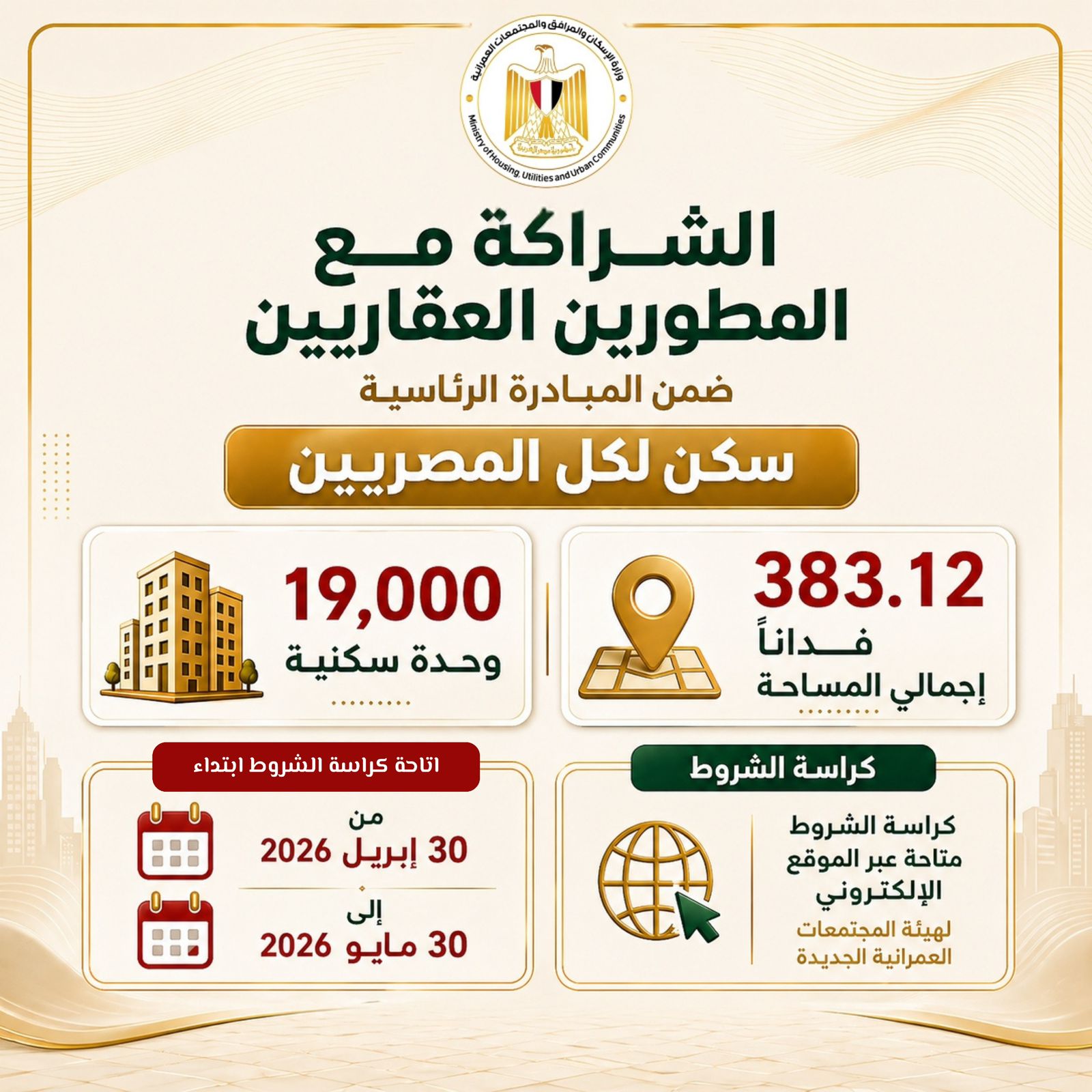 طرح كراسة شروط «سكن لكل المصريين» بالشراكة مع القطاع الخاص لتعزيز إتاحة الوحدات السكنية