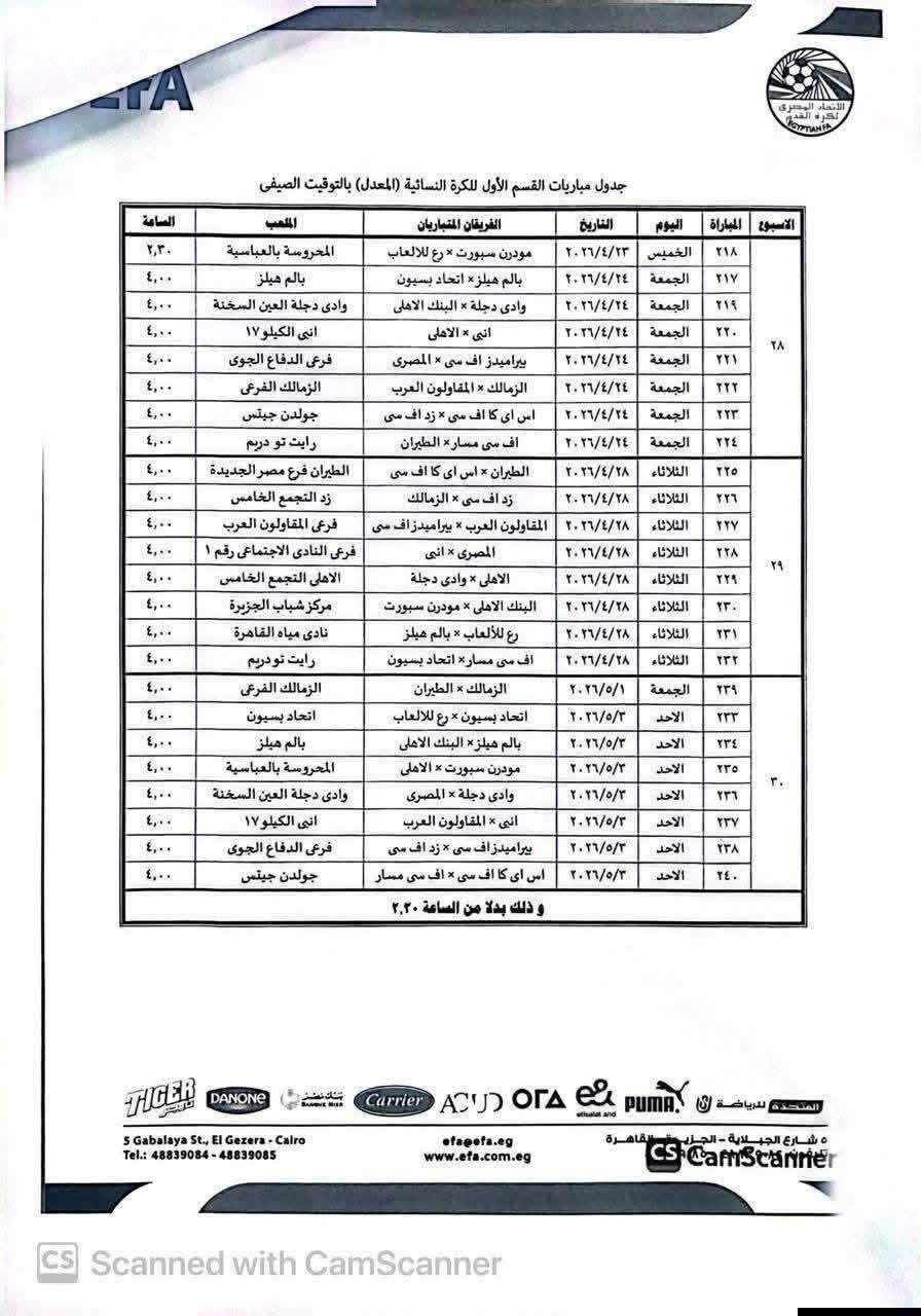تعديل مواعيد مباريات دوري الكرة النسائية بسبب التوقيت الصيفي
