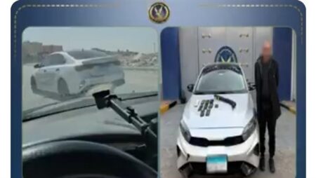 الداخلية تضبط "بلطجي أكتوبر": صدم سيارة مواطنة عمدًا وحاز سلاحا ومواد مخدرة