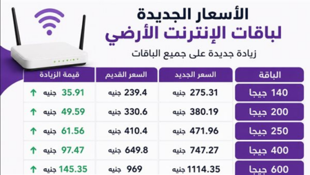 تعرف على أسعار باقات الإنترنت الأرضي الجديدة في مصر