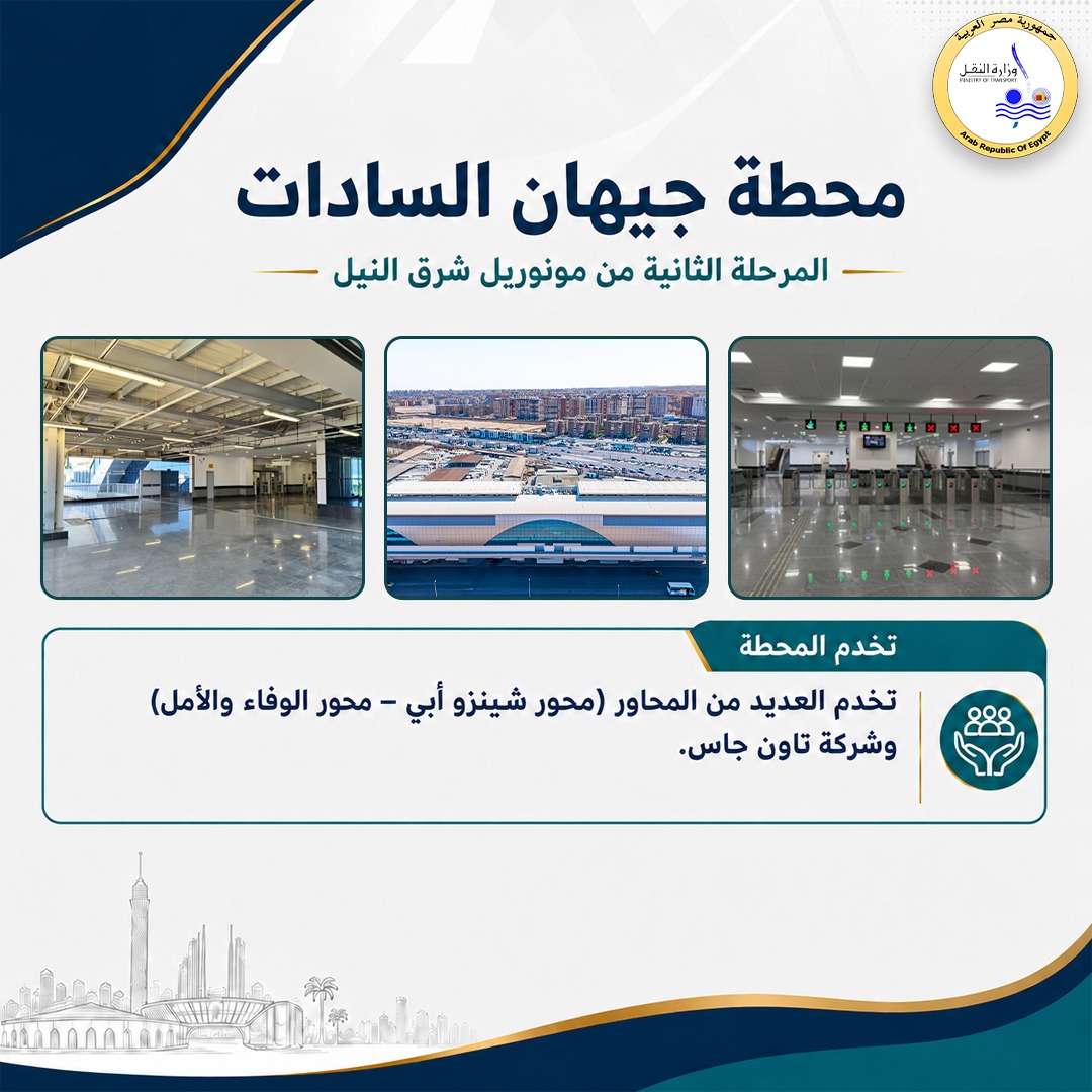 بدءا من اليوم، تشغيل كلي لمونوريل شرق النيل بكامل محطاته