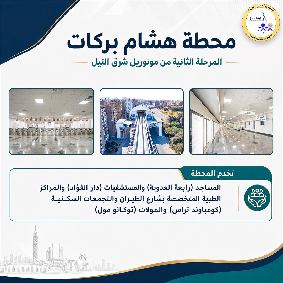 بدءا من اليوم، تشغيل كلي لمونوريل شرق النيل بكامل محطاته