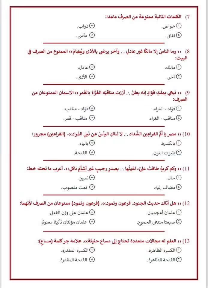 قبل ساعات من الامتحان، المراجعة النهائية لـ50 سؤالًا في النحو للثانوية 2026
