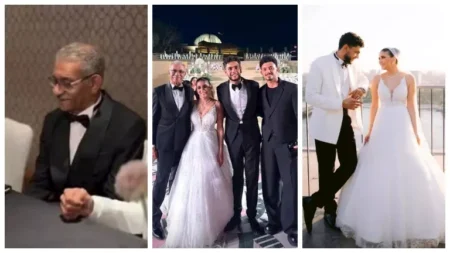 لقطات من زفاف نجل سيد رجب.."زغروطة" والد العريس ورقص ليلى وغناء تامر حسني