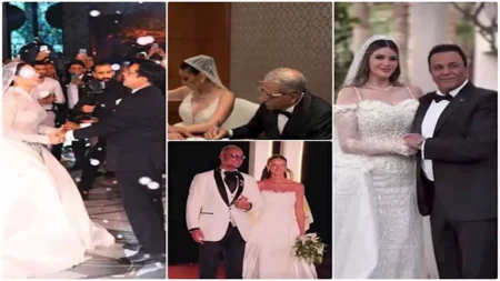 ابنة تامر هجرس ونجل سيد رجب.. 25 صورة من حفلات زفاف أبناء النجوم
