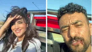 أحمد العوضي ينشر فيديو يجمعه بـ مي عمر من كواليس فيلم شمشون ودليلة