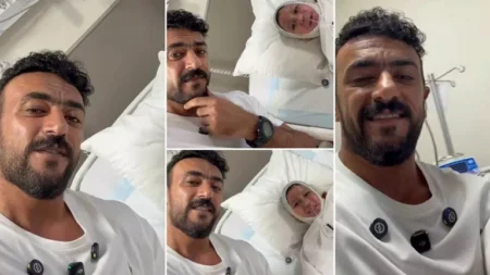 "فخور بيك".. أحمد العوضي يزور طفل في المستشفى أصيب بحروق أثناء إنقاذ والدته