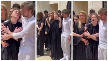 فيديو| انهيار الفنانة نورا رحال في جنازة نجلها "أليكس"