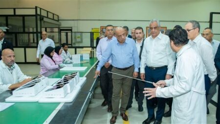 وزيرا الإنتاج الحربي والكهرباء يتفقدان بنها للصناعات الإلكترونية وزيرا الإنتاج الحربي والكهرباء يتفقدان بنها للصناعات الإلكترونية