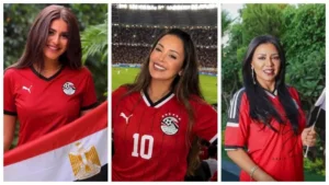 رانيا يوسف وغادة عبد الرازق..20 صورة لنجمات الفن بـ تي شيرت المنتخب المصري في كأس العالم