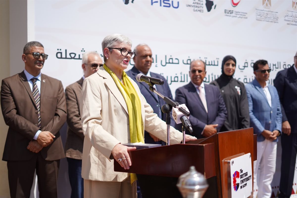 الجامعة البريطانية تستضيف مسيرة شعلة الدورة الثانية عشرة من بطولة الألعاب الأفريقية للجامعات